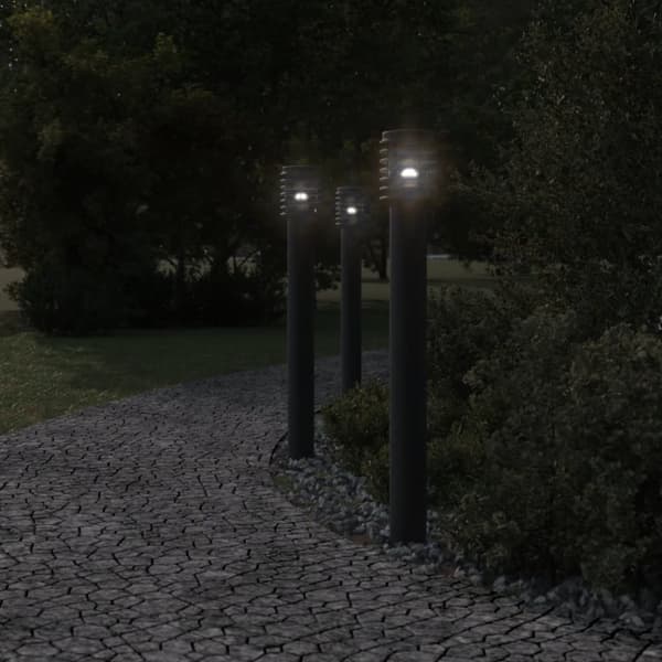 vidaXL Utomhusgolvlampa med eluttag svart 110 cm rostfritt stål