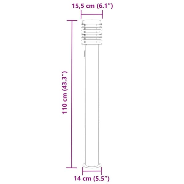 vidaXL Utomhusgolvlampa med eluttag svart 110 cm rostfritt stål
