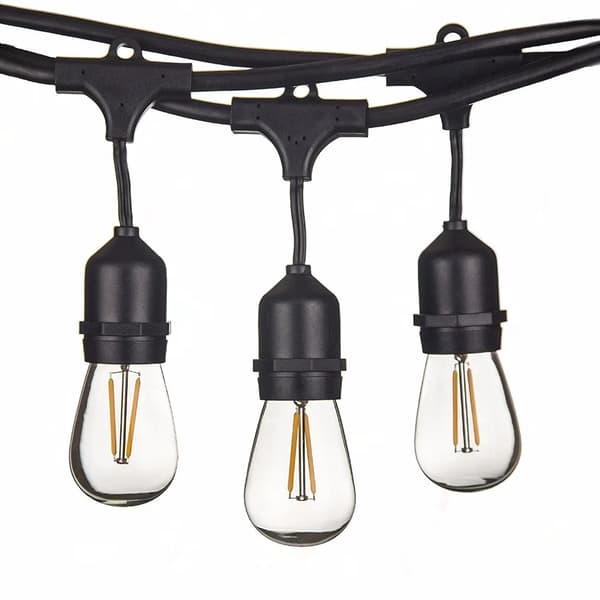 Utomhusstrålkastare, 48-fots längd, 16 Edison-stil LED-lampor, Vit snodd
