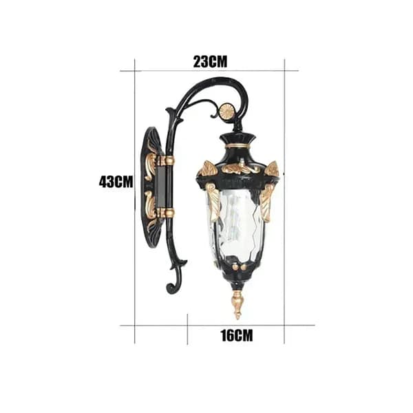 Utomhusvägglampa, Elegant Design, Vattentålighetsklass IP44,Svart och Guld, LED-lampa