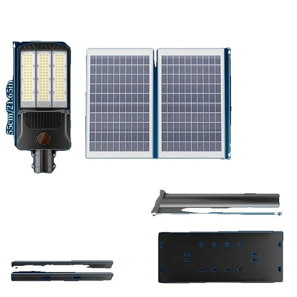 Solcellegadebelysning, 8000W effekt, fjernbetjening og bevægelsessensor,8000W