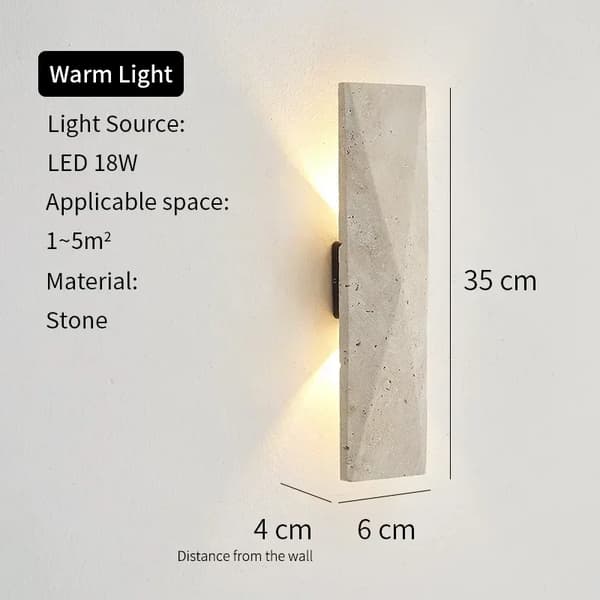 Ulkoseinävalaisin, Elegantti Kivimuotoilu, Energiatehokas LED,35cm-A