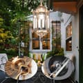 Pikkukuva 3 / 4: LED-vesitiivis ulkokäyttöön tarkoitettu roikkuvalaisin, elegantti pronssiviimeistely, kestävä lasivarjostin, vintage-tyyli.