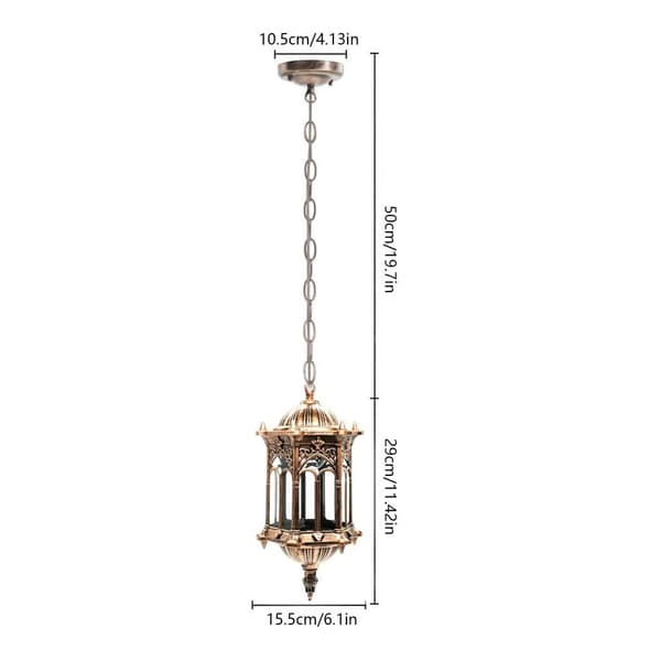 LED-vesitiivis ulkokäyttöön tarkoitettu roikkuvalaisin, elegantti pronssiviimeistely, kestävä lasivarjostin, vintage-tyyli.