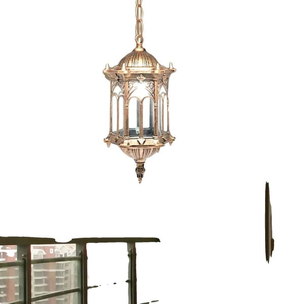 LED-vesitiivis ulkokäyttöön tarkoitettu roikkuvalaisin, elegantti pronssiviimeistely, kestävä lasivarjostin, vintage-tyyli.