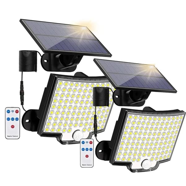 106 LED Solarlampe, Bevægelsessensor, IP65 Vandtæt,2 Med Fjernbetjening