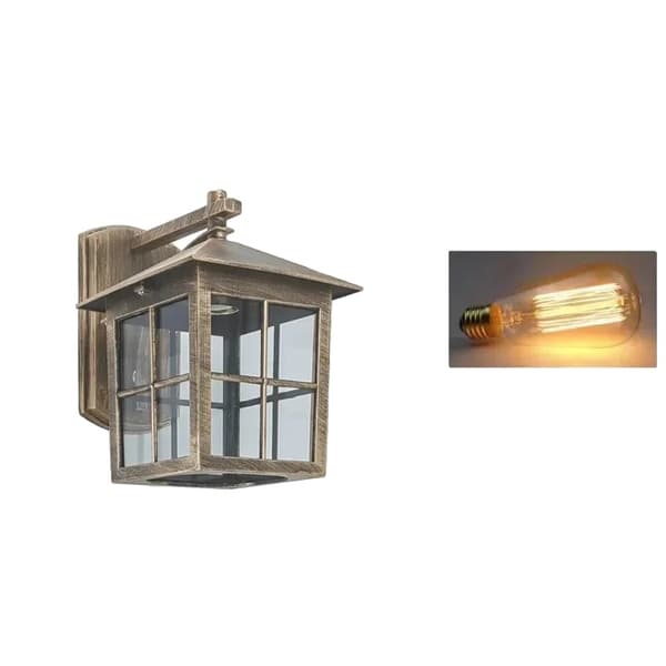 Europeisk stil utomhusvägglampa, retro aluminiumdesign, vattentålig IP54,E