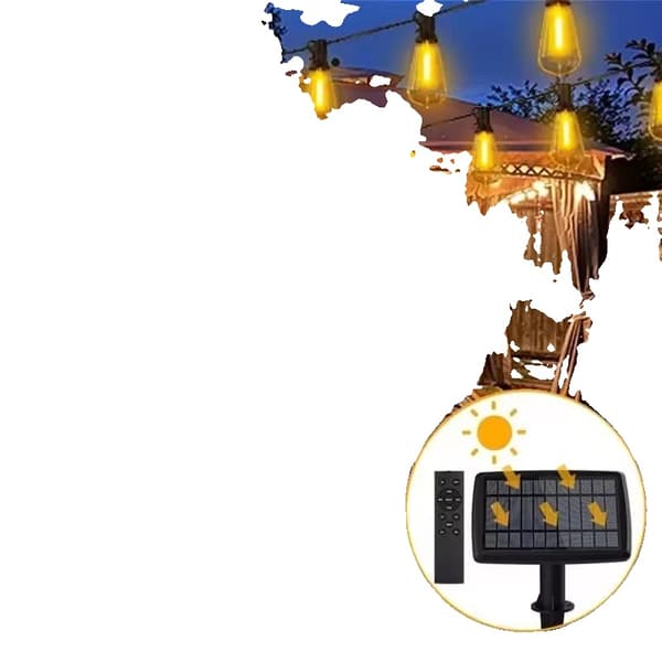 Utomhus solcells ljusslinga, 20,7 meter lång, 42 LED-lampor,20,65 m (68 fot), 0-5W