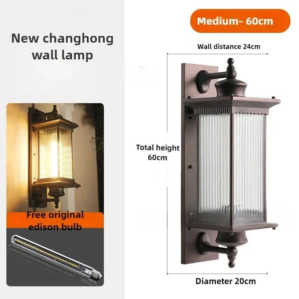 Vintage utomhusvägglampa, vattentålig design, energieffektiv belysning,60 cm