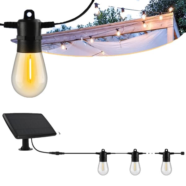 Solarlampor med ljusslinga, Varmt ljus, Fjärrkontroll, Vattentålig IP65,Varmt ljus 15M