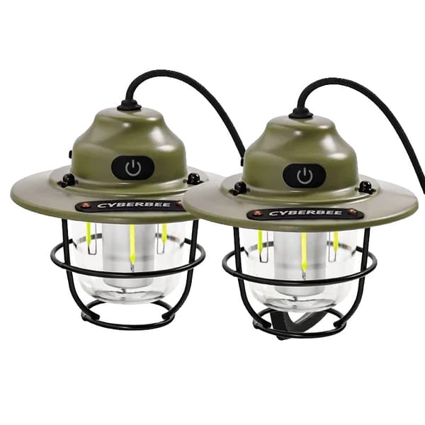 Udendørs lanterne, 1200mAH batteri, op til 48 timers belysning, Type-C opladning,grøn 2pcs