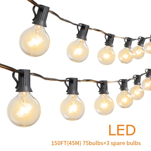 LED-ljusslinga, 15 meters längd, retro bröllopsdekoration,45M 75 lampor, EU-plugg