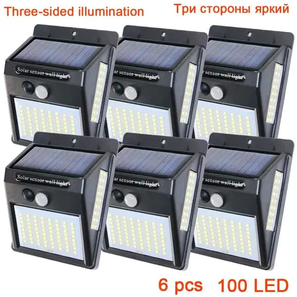 Aurinkokatuvalo, 48 LEDiä, Säädettävä valaistuskulma, 100LED -6kpl