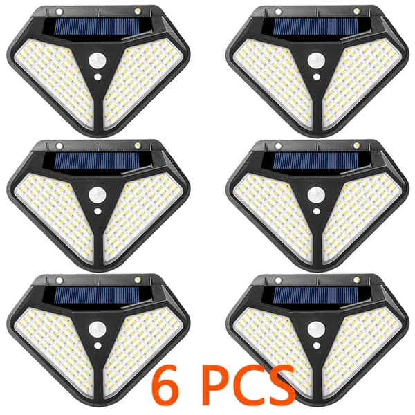Aurinkoenergialla toimiva katulamppu, liiketunnistin, 3 valaistustilaa, 2-102LED - 6 kpl