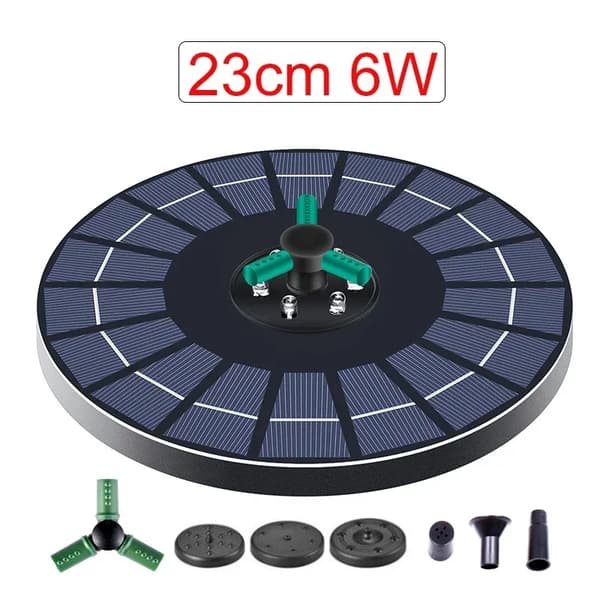 Solardriven Fontänvattenpump, Justerbara Munstycken, RGB-lampor, Miljövänlig Design,23cm 6W