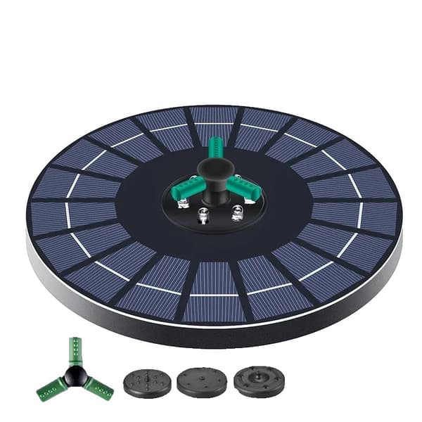 Solardriven Fontänvattenpump, Justerbara Munstycken, RGB-lampor, Miljövänlig Design,23cm 6W