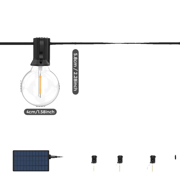 G40 Aurinkokäpyvalot, 8 Valotilaa, Vesitiivis IP65, Himmennettävä,12m 30lamppua