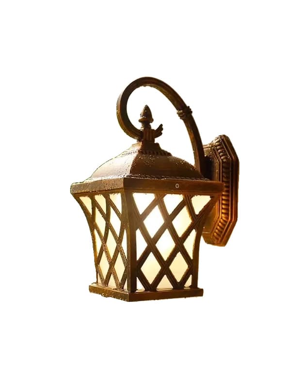 Utomhusvägglampa, vattentät, rostfri, aluminium + glas,Kall vit, Stor - Bronsfärg