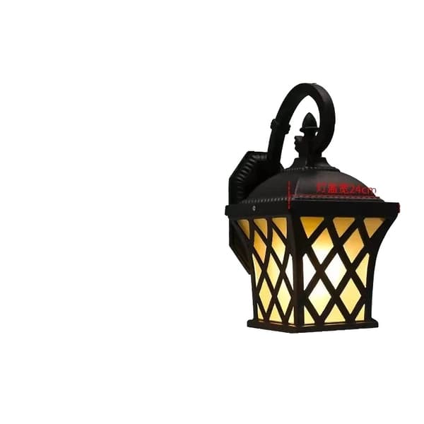 Utomhusvägglampa, vattentät, rostfri, aluminium + glas,Kall vit, Stor - Svart