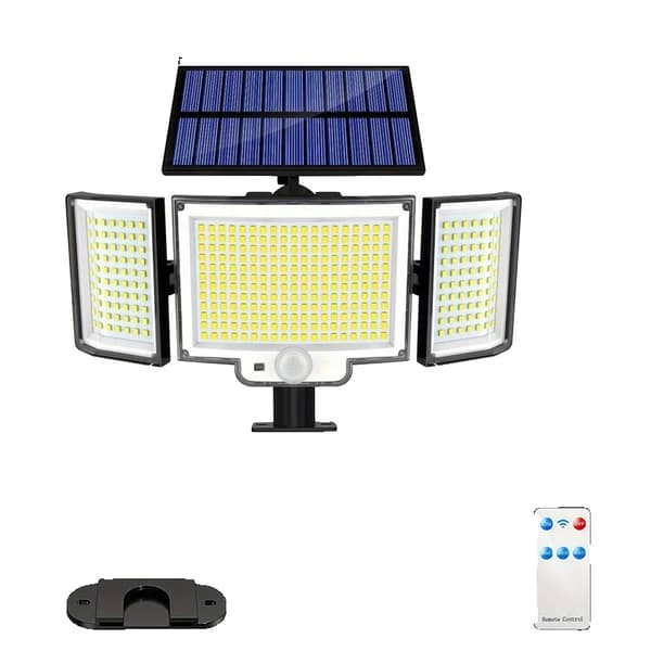 Udendørs solvæglys, 328 LED, fjernbetjening, IP65 vandtæt,kold, 6stk