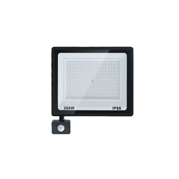 LED Flodljus, IP66 Vattentålig, AC220V Spänning, Justerbar Rörelsesensor,200W, Kall Vit