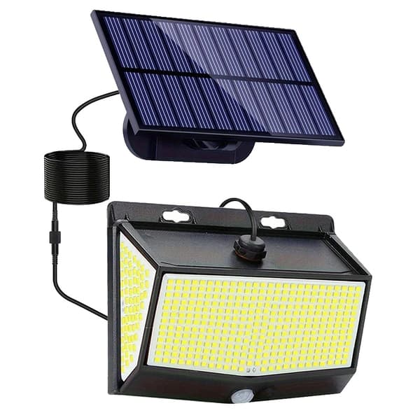 Ulkona käytettävät aurinkoseinävalot, 468 LEDiä, liiketunnistin, IP65 vesitiivis,kylmä, 4kpl