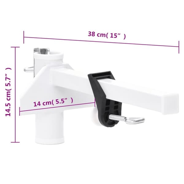 vidaXL Aurinkovarjon kiinnike parvekkeelle valkoinen 38 mm teräs - Päivän- & aurinkovarjotarvikkeet