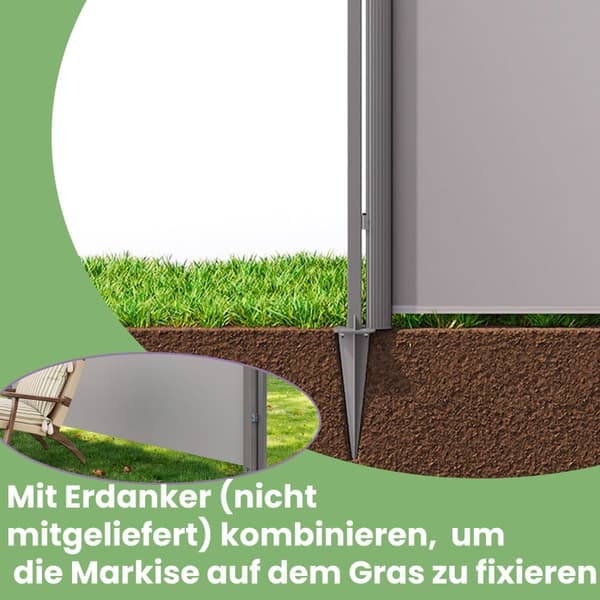 Stolpe til markisekasse, SONGMICS Alu-Enkelt-Side Markiser, 11.5x11.5x152 cm, Grå