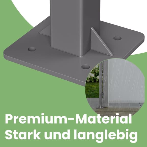 Stolpe til markisekasse, SONGMICS Alu-Enkelt-Side Markiser, 11.5x11.5x152 cm, Grå