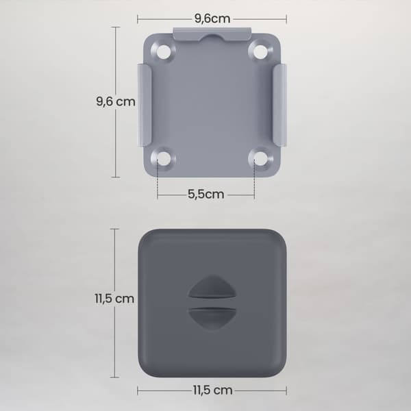 Golvfäste för sidomarkisstolpe, Metallplatta med plastlock, SONGMICS, 9.6x9.6x1.3 cm, Grå