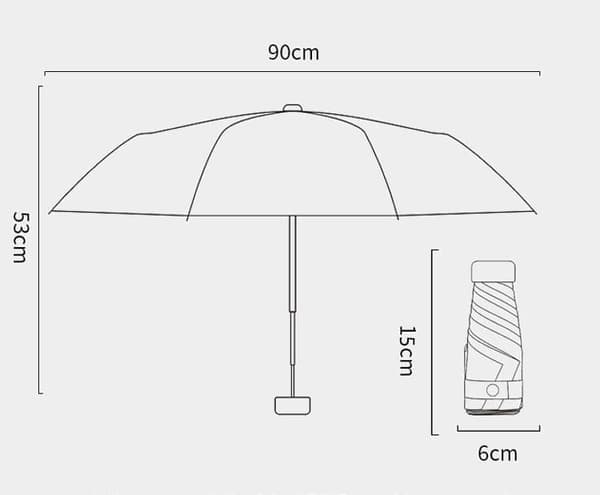 Lollanda Ultralight and Portable Mini Umbrella – 6-kertainen kapselisateenvarjo, UV-suoja, auringolle ja sateelle