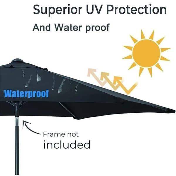 Lollanda Parasolltak 3m med 8 Ribbor, parasollparaply, UPF 50+, UV solskydd - Ersättning för Trädgårdsparasoll, för trädgårdar utomhus, pool, balkong