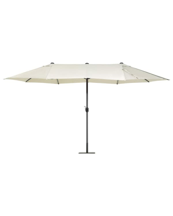 Parasoll 247 cm Beige Tyg Aluminium Vädertålig Trädgård