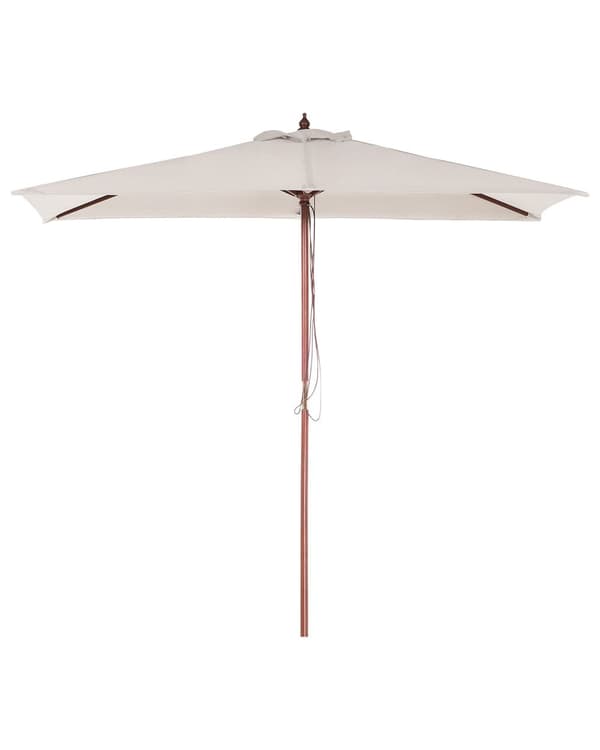 Trädgårdssolparasoll Beige Tyg Björkträ 195 x 144 cm Väderbeständig
