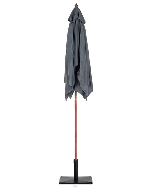 Trädgårdssolparasoll Mörkgrå Tyg Björkträ 195 x 144 cm Väderbeständig