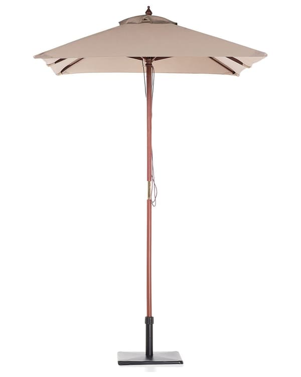 Trädgårdssolparasoll Sandbeige Tyg Björkträ 195 x 144 cm Väderbeständig
