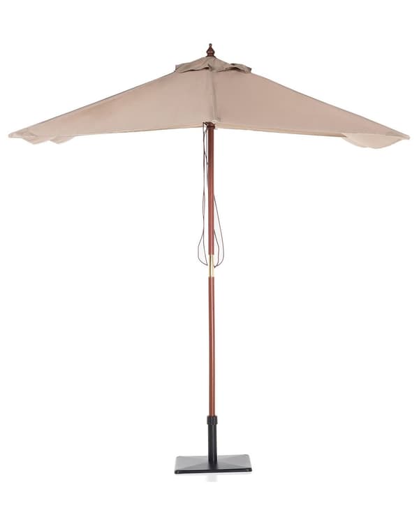 Trädgårdssolparasoll Sandbeige Tyg Björkträ 195 x 144 cm Väderbeständig