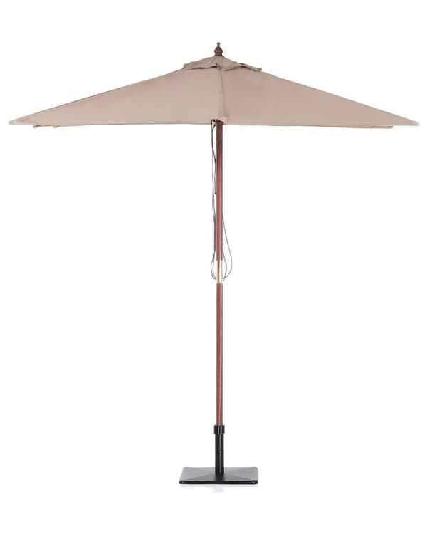 Trädgårdssolparasoll Sandbeige Tyg Björkträ 195 x 144 cm Väderbeständig