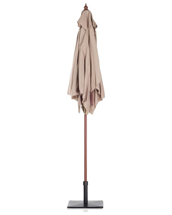 Trädgårdssolparasoll Sandbeige Tyg Björkträ 195 x 144 cm Väderbeständig
