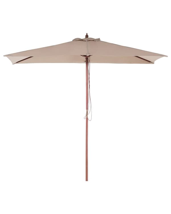 Trädgårdssolparasoll Sandbeige Tyg Björkträ 195 x 144 cm Väderbeständig