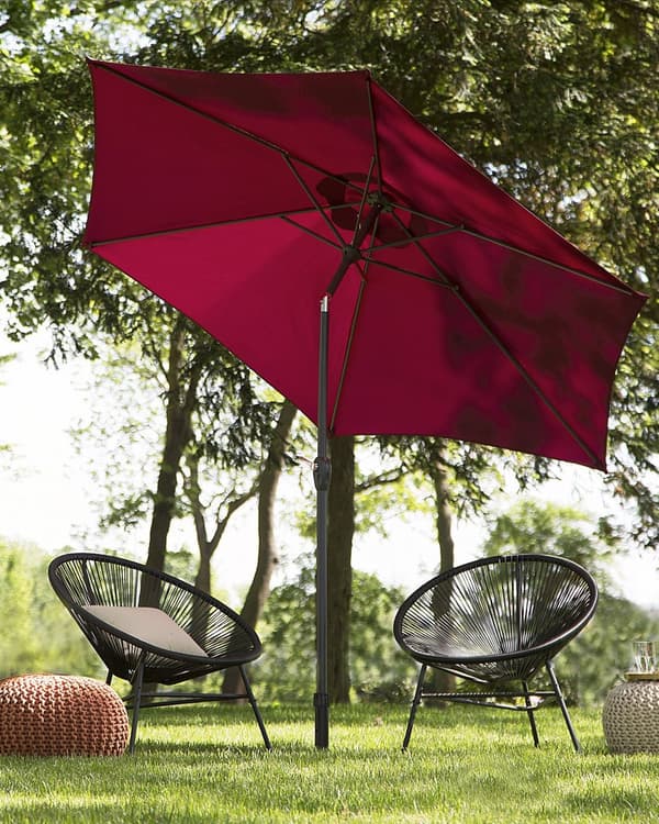 Parasoll Burgundy Tyg 270 cm Vädertålig Trädgård Utomhus Solskydd