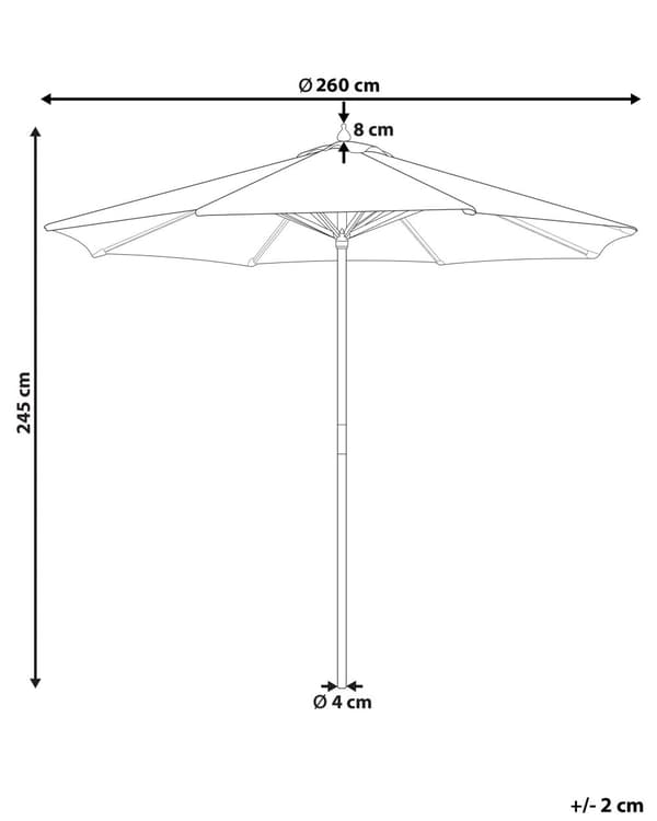 Trädgårdsparasoll Beige och Vit Baldakin Björkträ 245 cm Randig Väderbeständig