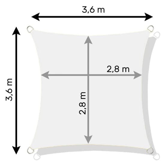 Skärmduk kvadrat 3,6 x 3,6 m – Beige – Solskyddssegel