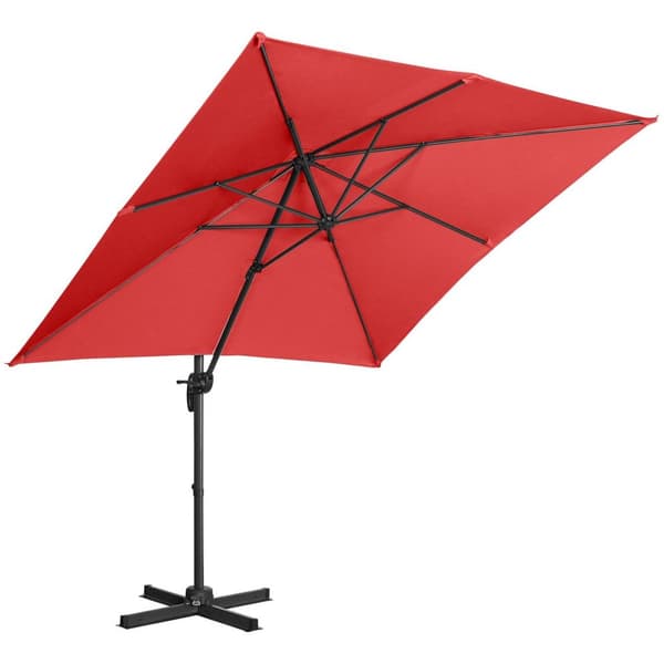 Uniprodo Hängparasoll - rött - rund - Ø 250 cm - vridbar