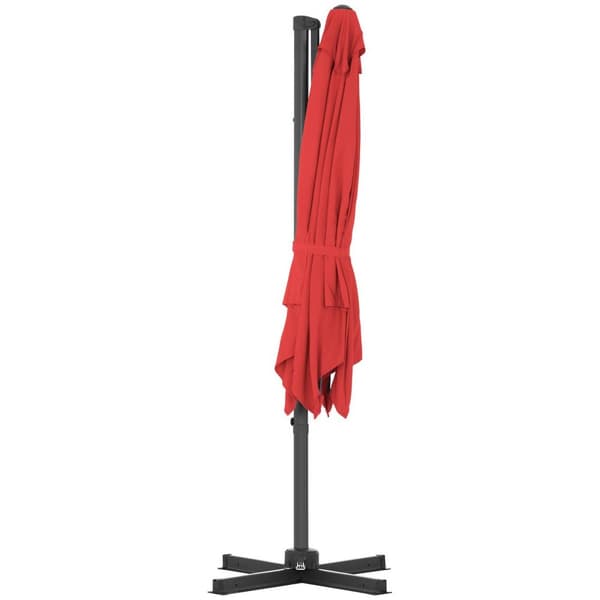 Uniprodo Hängparasoll - rött - rund - Ø 250 cm - vridbar