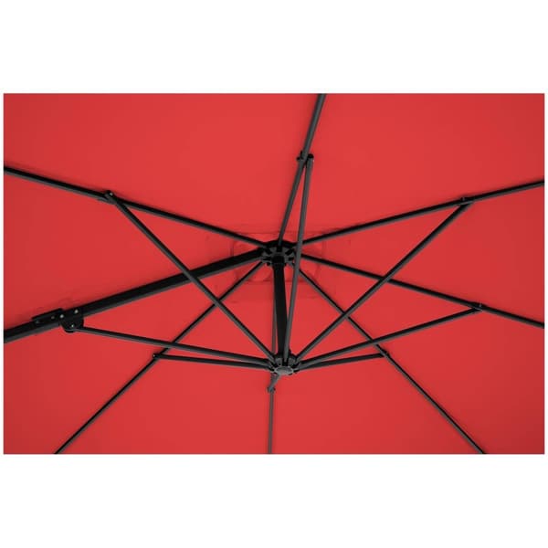 Uniprodo Hängparasoll - rött - rund - Ø 250 cm - vridbar