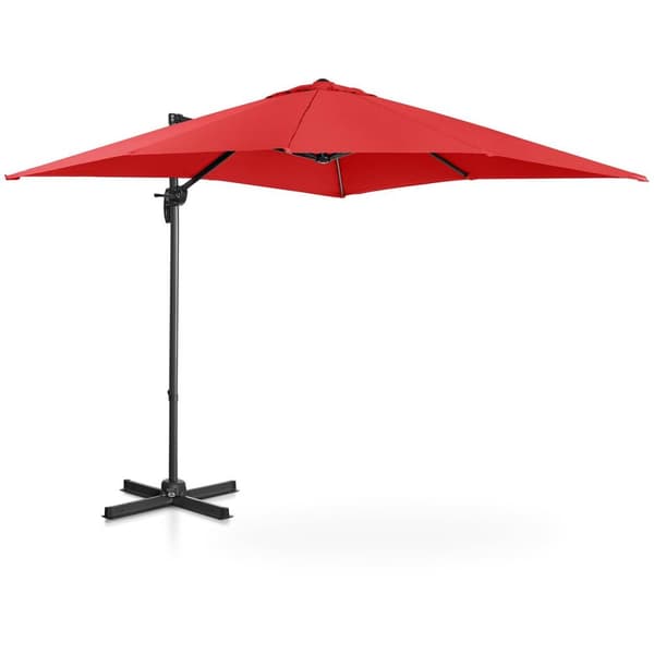 Uniprodo Hängparasoll - rött - rund - Ø 250 cm - vridbar