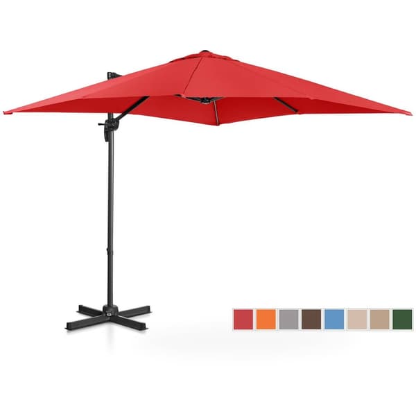 Uniprodo Hängparasoll - rött - rund - Ø 250 cm - vridbar