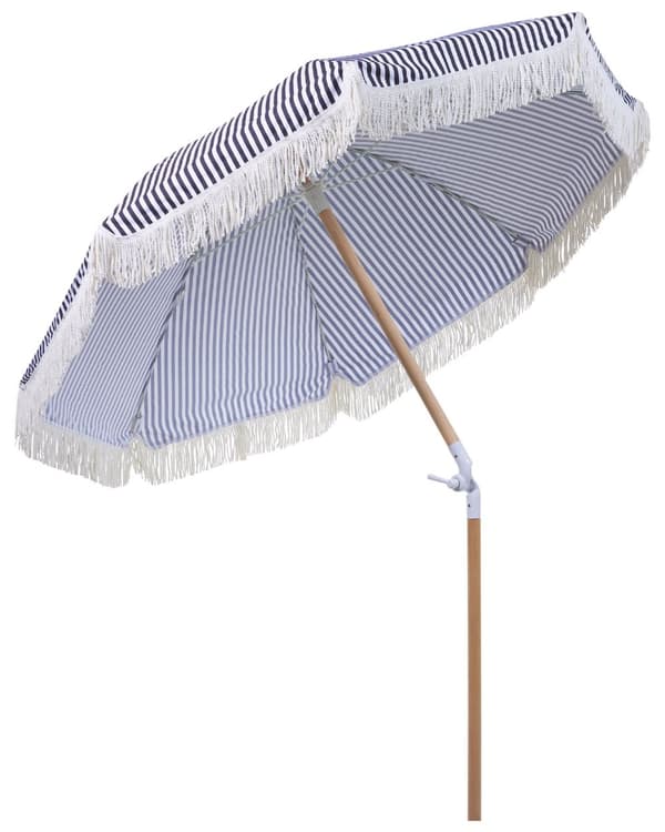 Trädgårdsparasoll Svart och Vitt Tyg Bokträpåle 150 cm Rund Retro Trädgård Utomhus Lutande UV-beständig