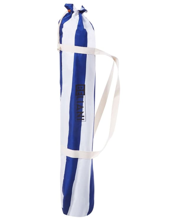 Trädgårdsparasoll Blått och Vitt Tyg Bokträpåle 150 cm Rund Retro Trädgård Utomhus Lutande UV-beständig